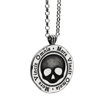 925 Sterling Silver Skull Pendant - Gothic Jewellery - Black Feather Design